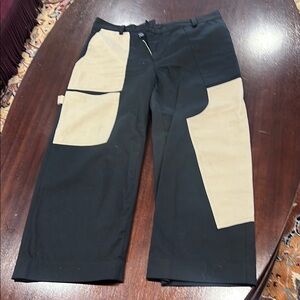 Monse Women Black and Tan Cargo Pants